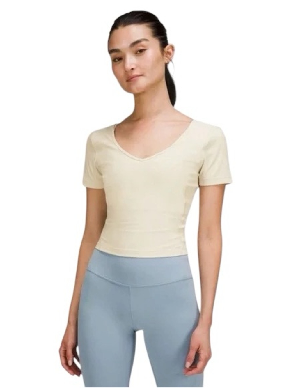 Lululemon NWT Align Cropped Tee Nude Cream Stretchy Size 14